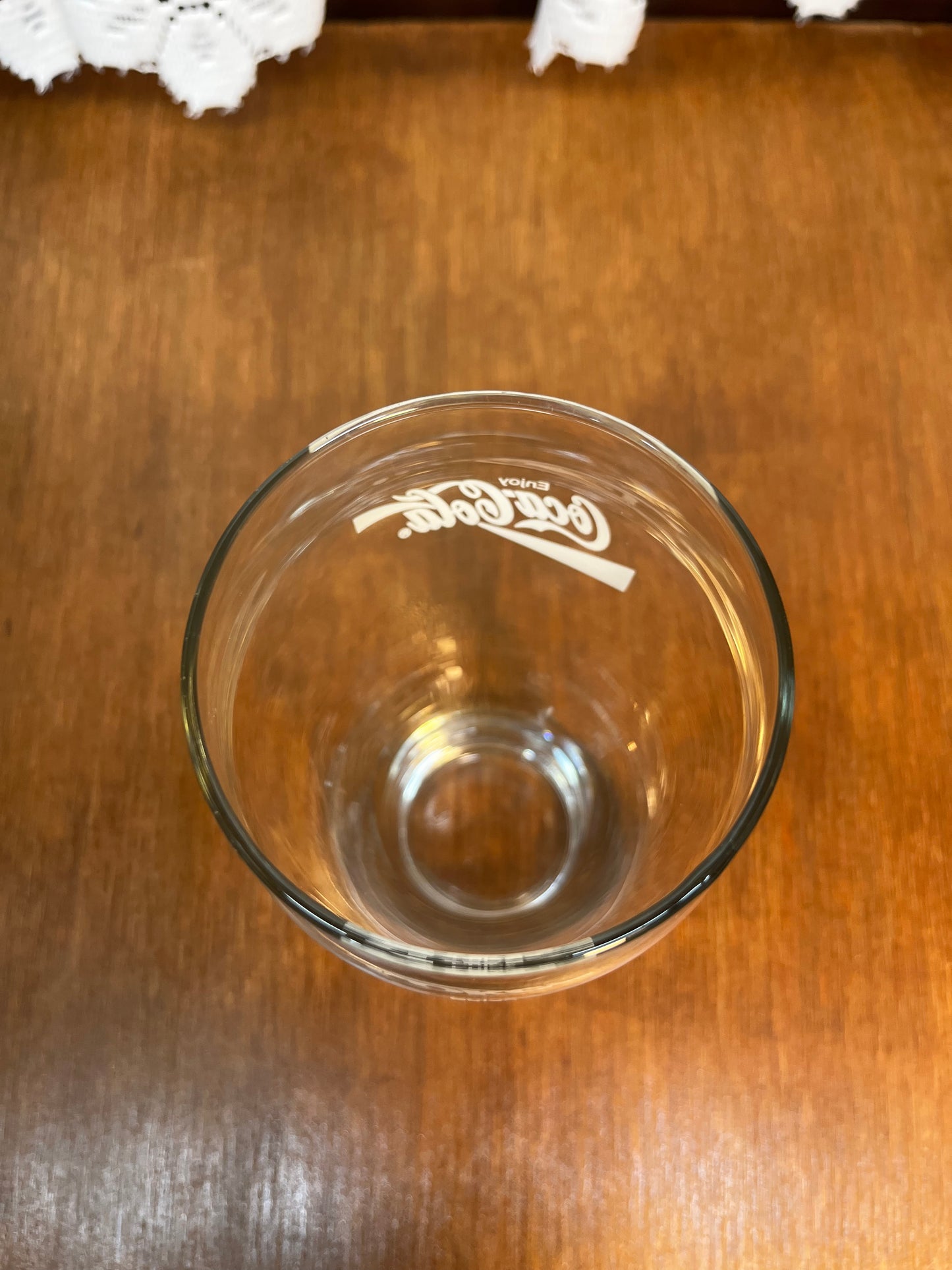 Clear Vintage White Logo Coca Cola Glass