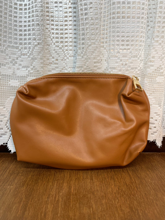 Brown & Gold Accent Make Up Pouch