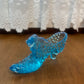 Vintage Aqua Fenton Hobnail Art Glass Shoe