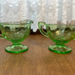 Vintage Floral Etched Uranium Cream & Sugar Glass Set