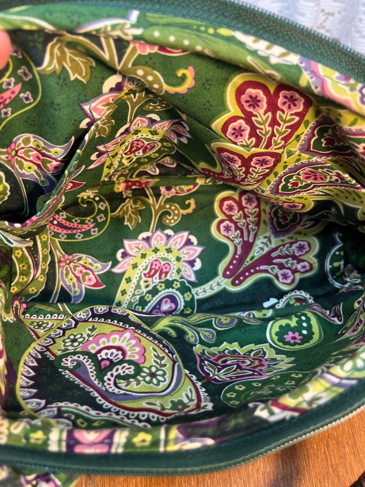 Green Paisley Floral Pattern Vera Bradley Duffle Hang Bag