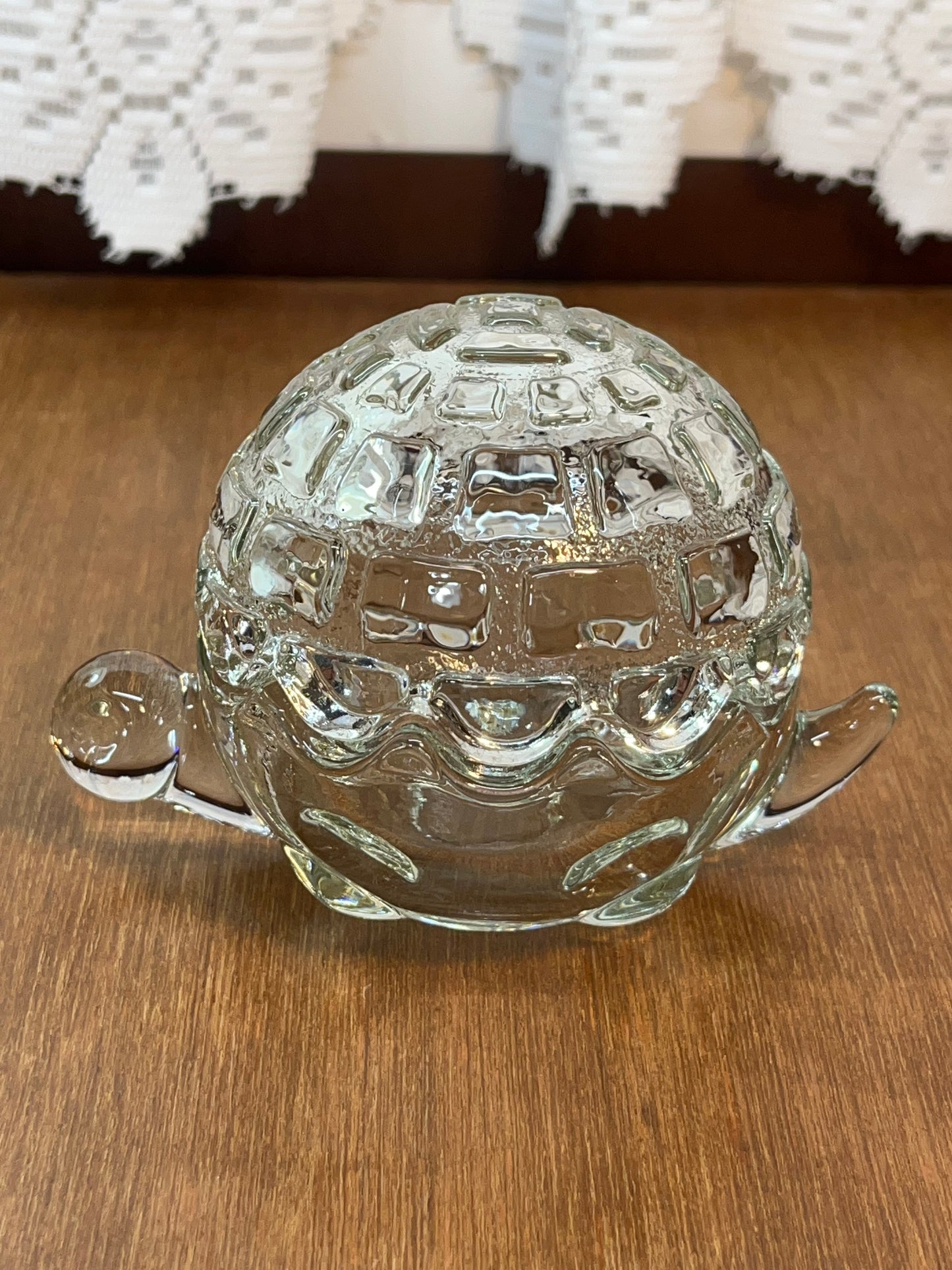 Vintage Glass Turtle Anchor Hocking Trinket Box