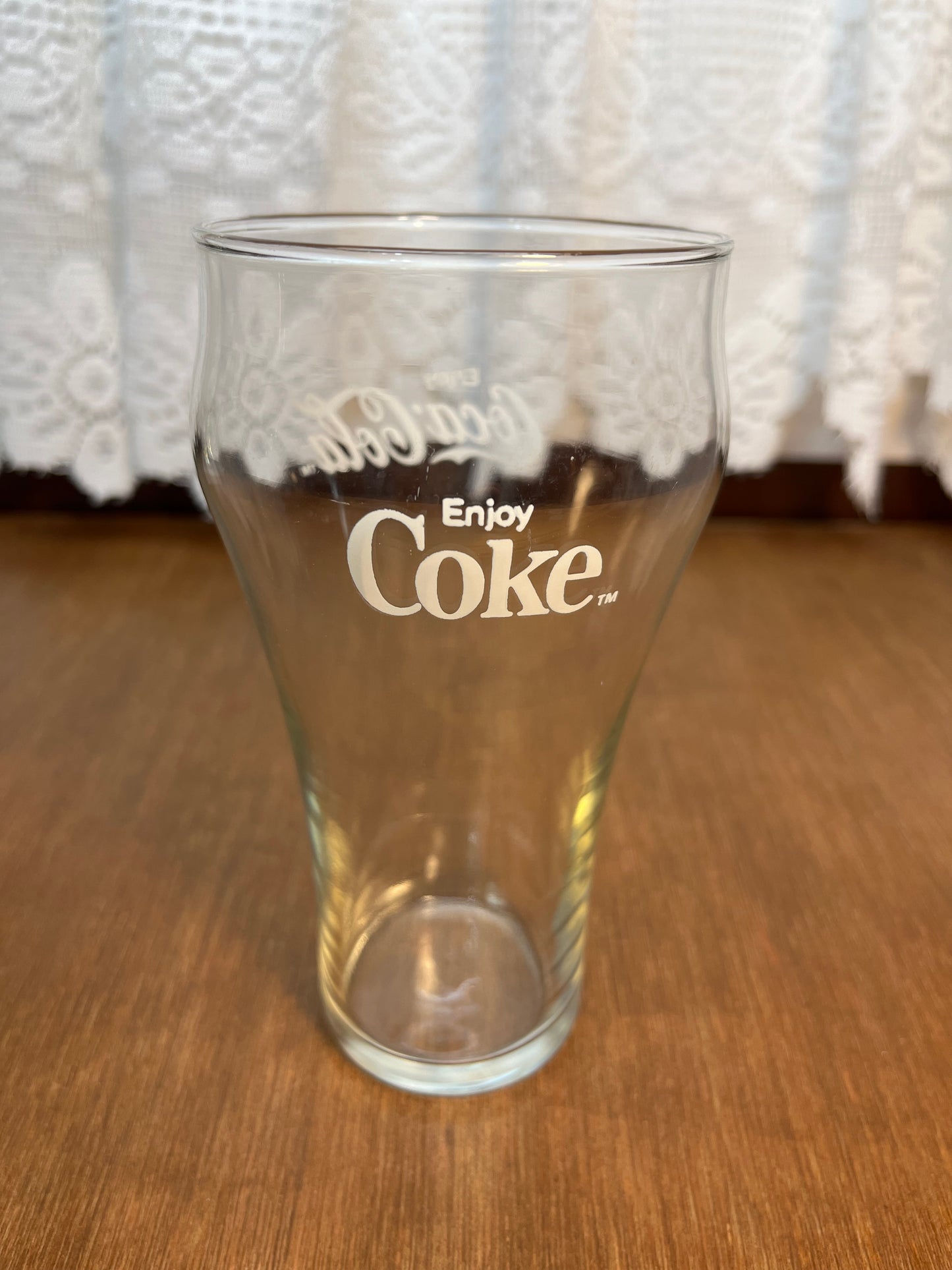 Clear Vintage White Logo  Coca Cola Glass