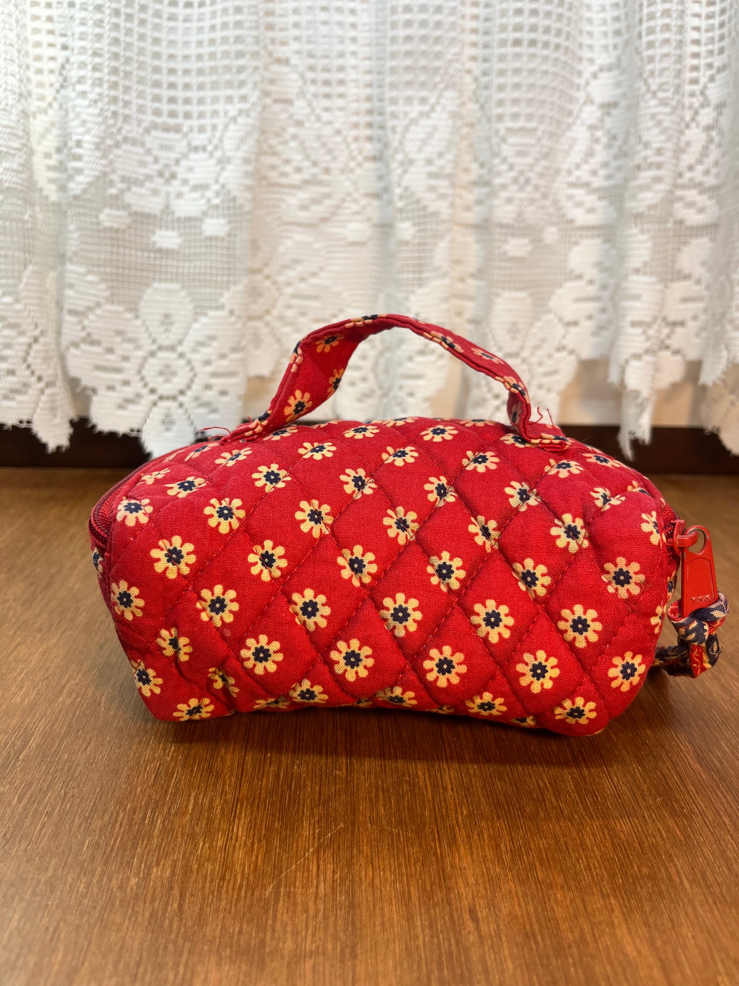 Red Floral Pattern Small Cosmetic Bag