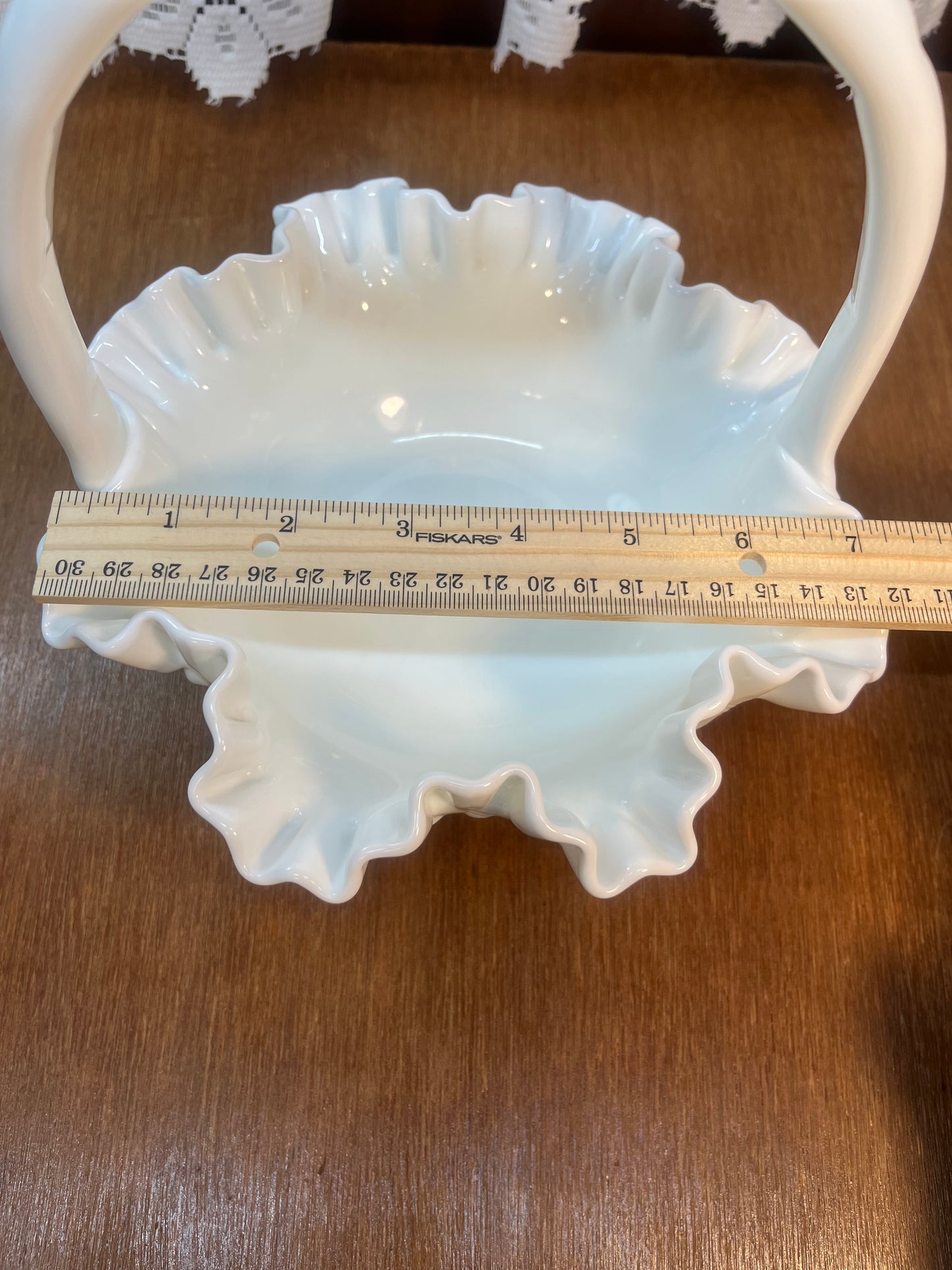 Vintage Milk Glass Fenton Hobnail Basket