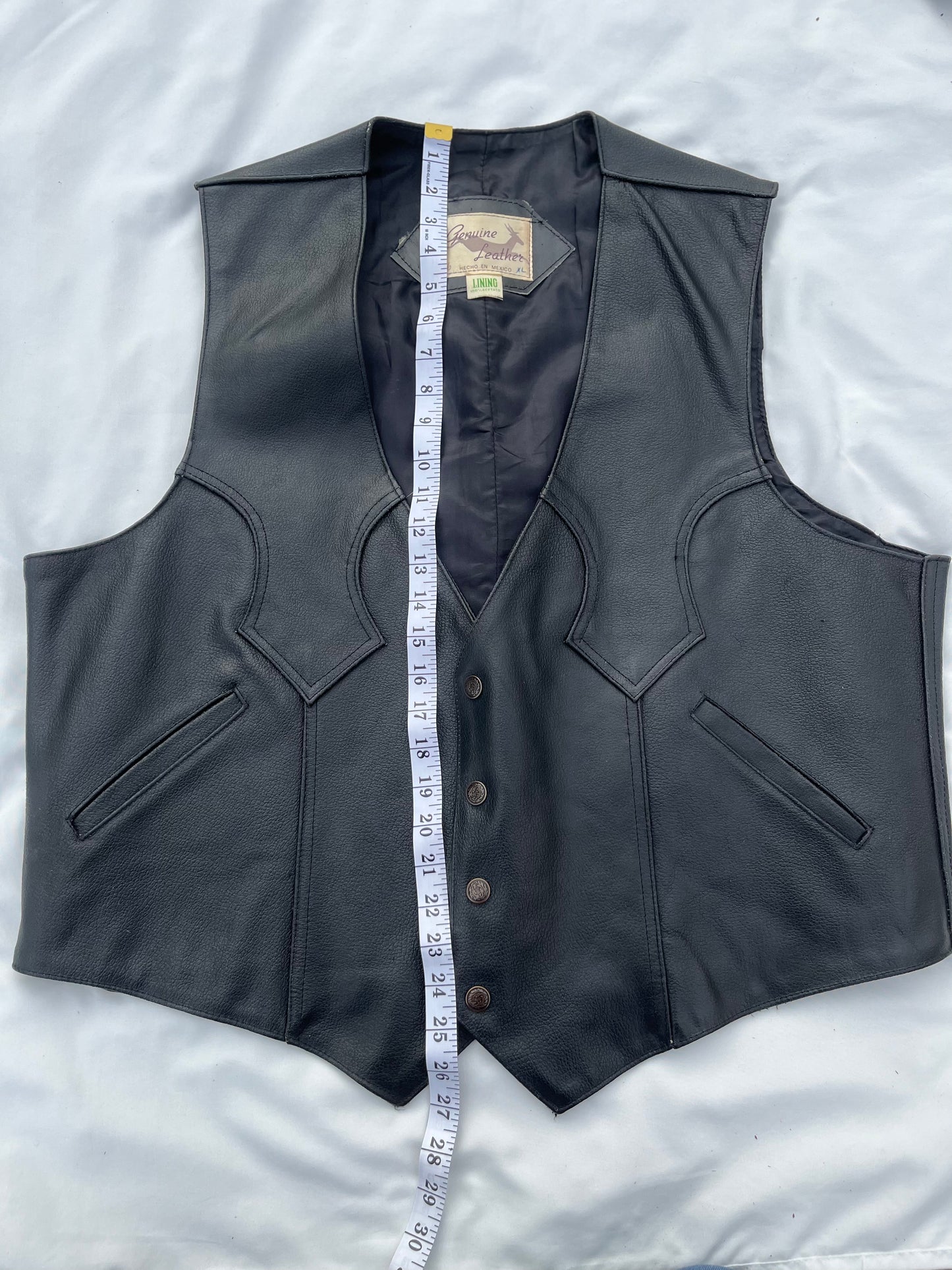 Genuine Leather Mexico Lining Motorcycle Vest