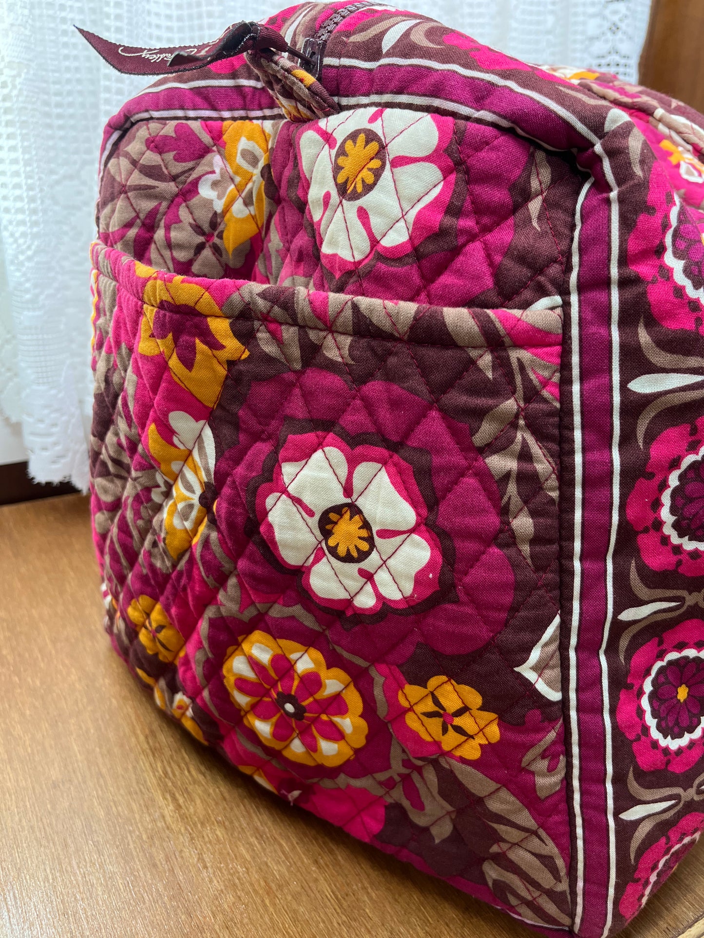 Large Pink Floral Vera Bradley Duffle Bag