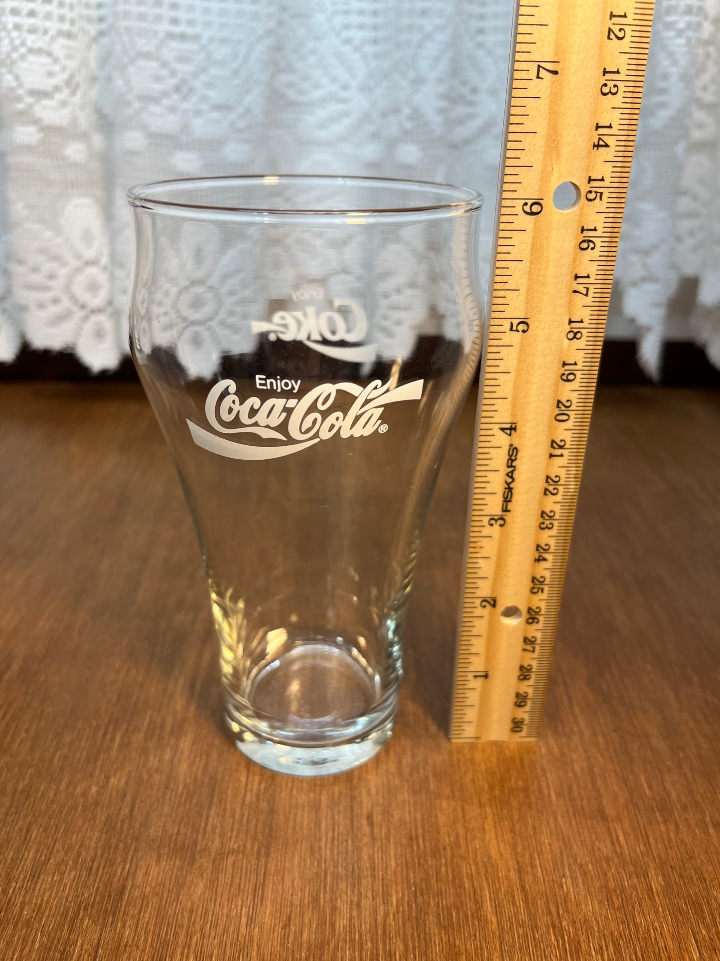 Clear Vintage White Logo Coca Cola Glass