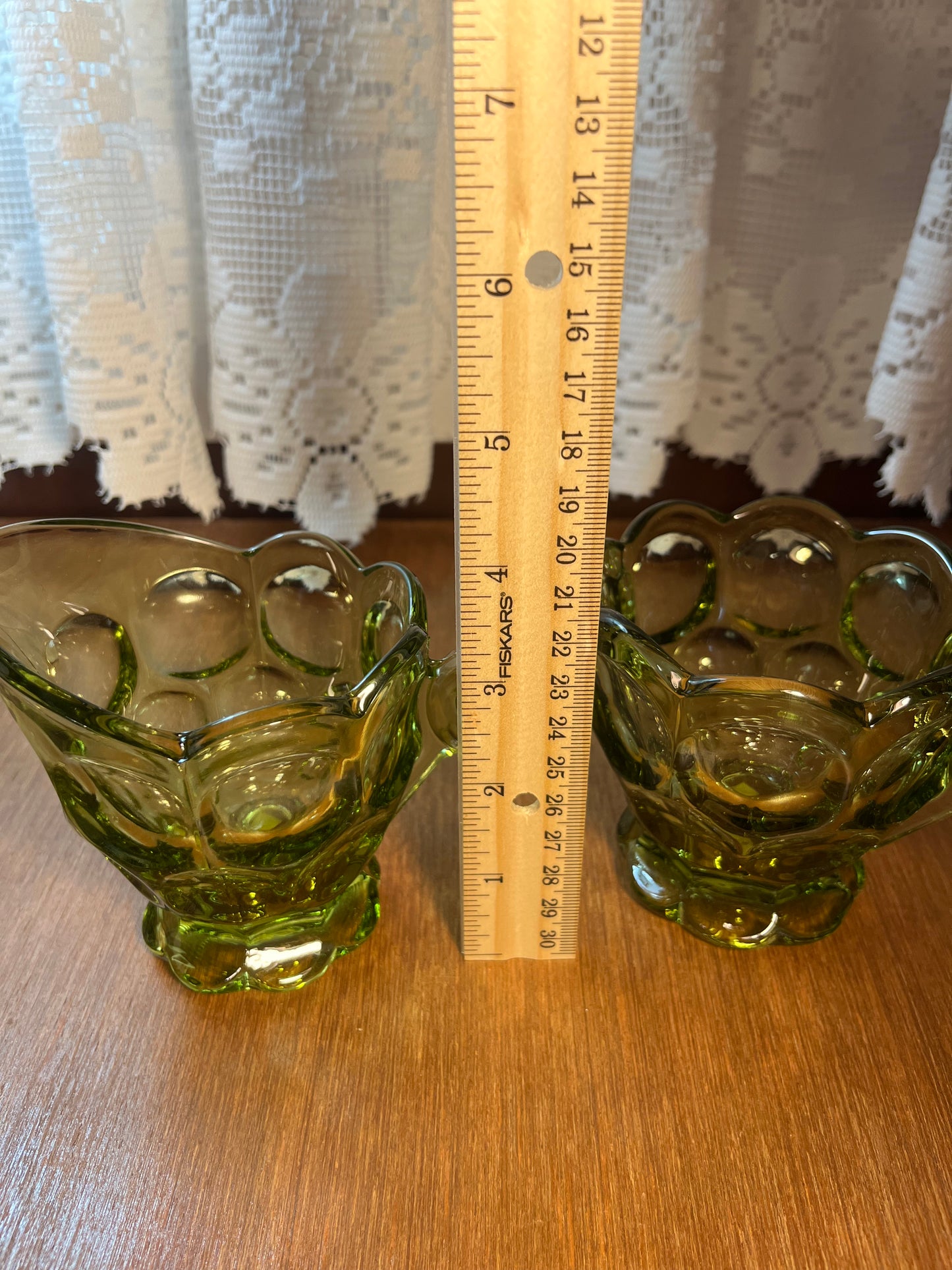 Vintage Mid Century Olive Green Cream & Sugar Set