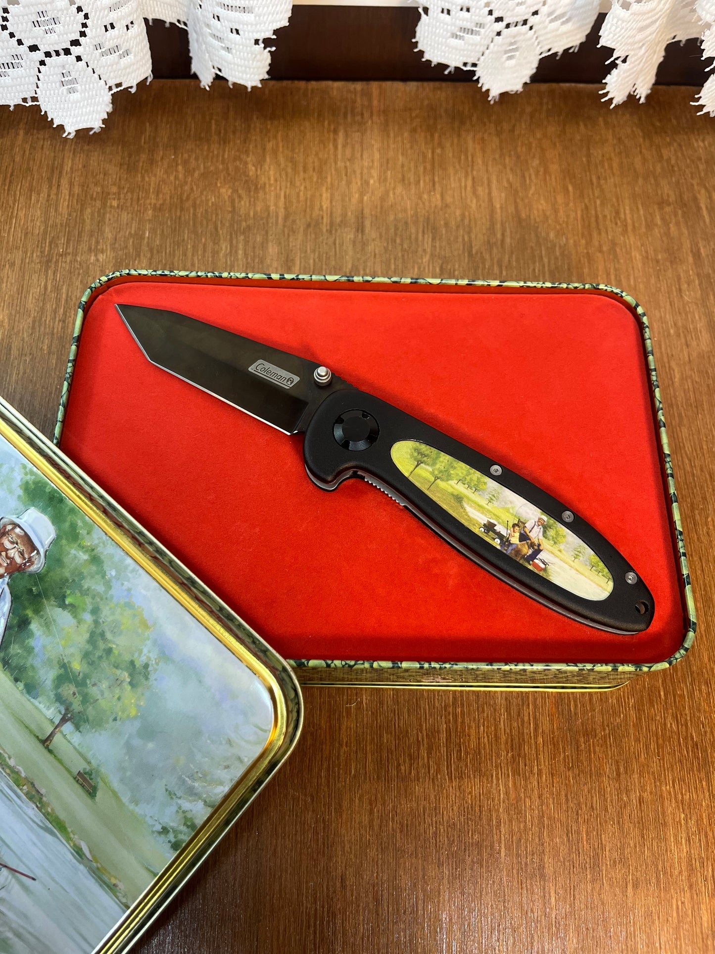 Limited Edition Coleman Pocket Knife In Fishing Tin