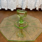 Vintage Uranium Floral/Basket Etched Octagon Tray