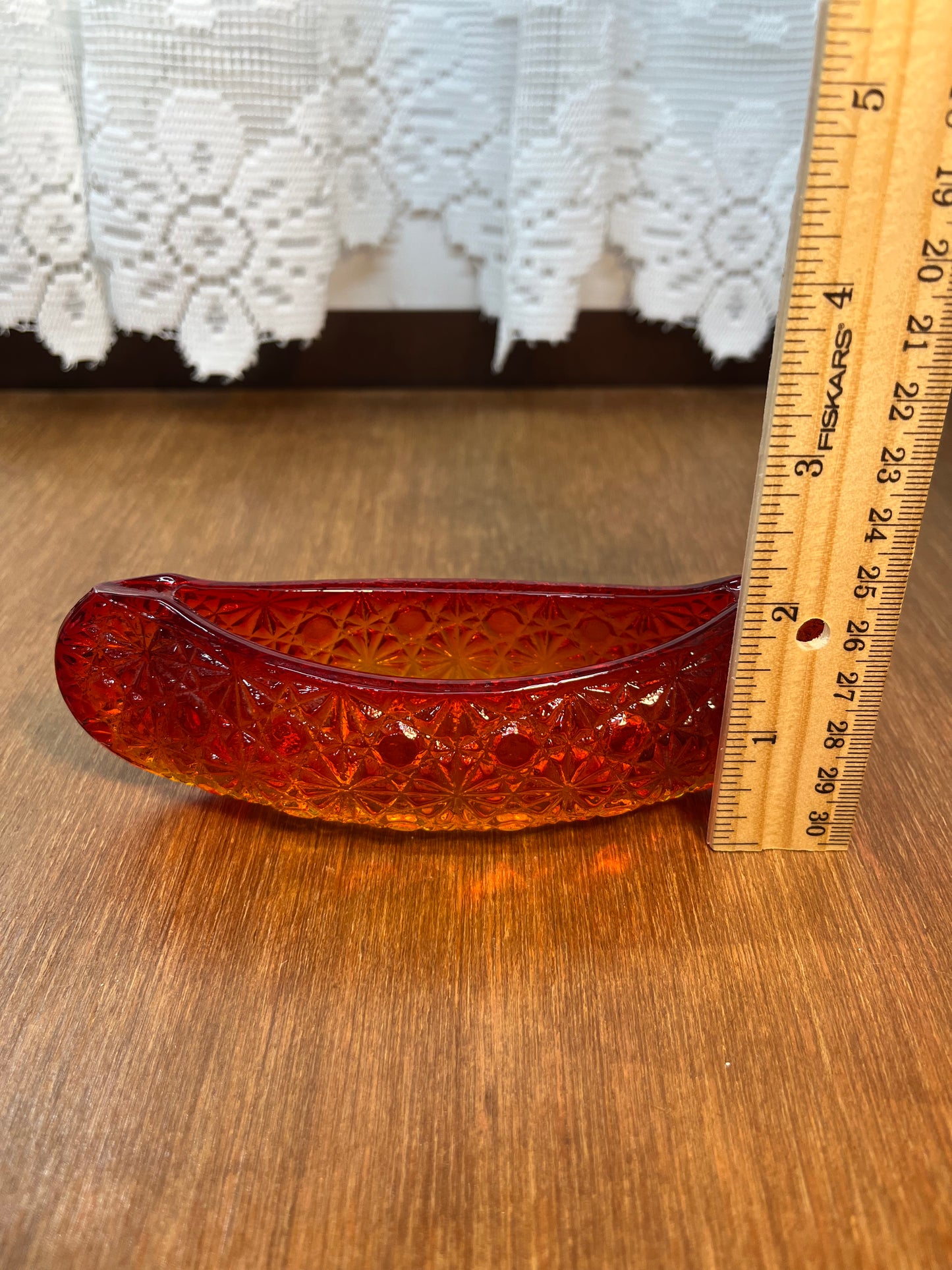 Vintage Amberina Daisy and Button Canoe