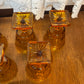 Eight Vintage Amber Indiana Glass Colony Park Lane Drinking Glasses