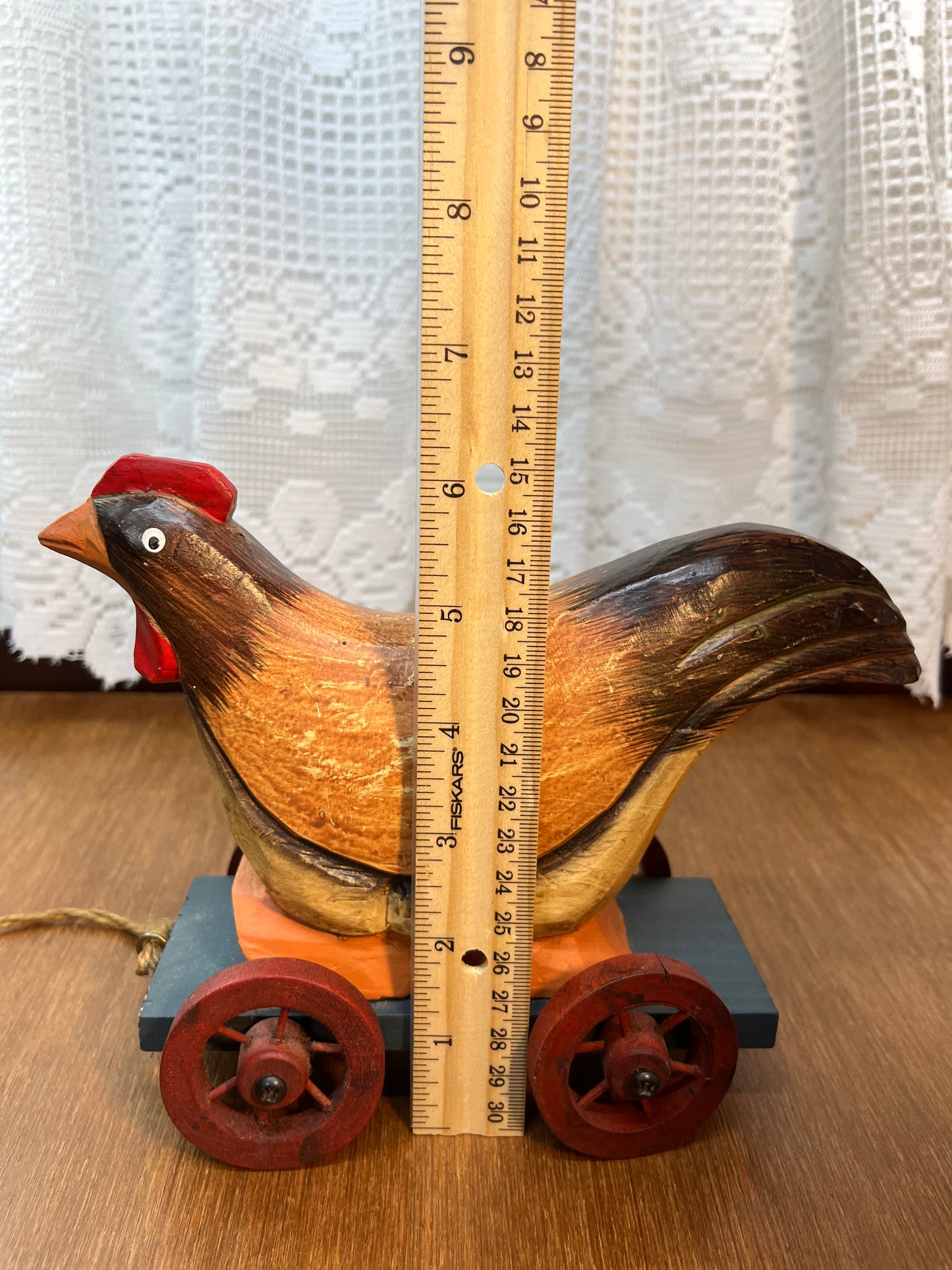 Vintage Wooden Rolling Chicken Toy