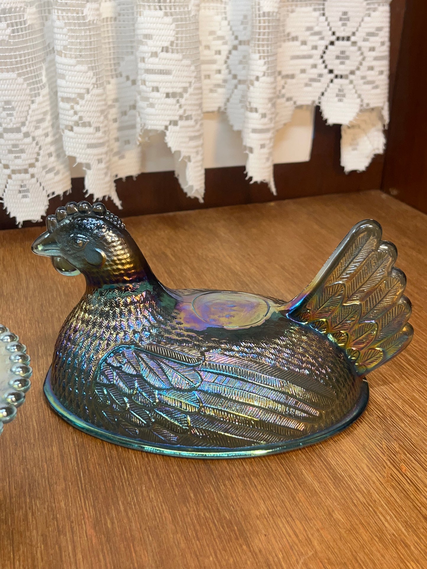 Vintage Indiana Carnival Glass Hen On Nest