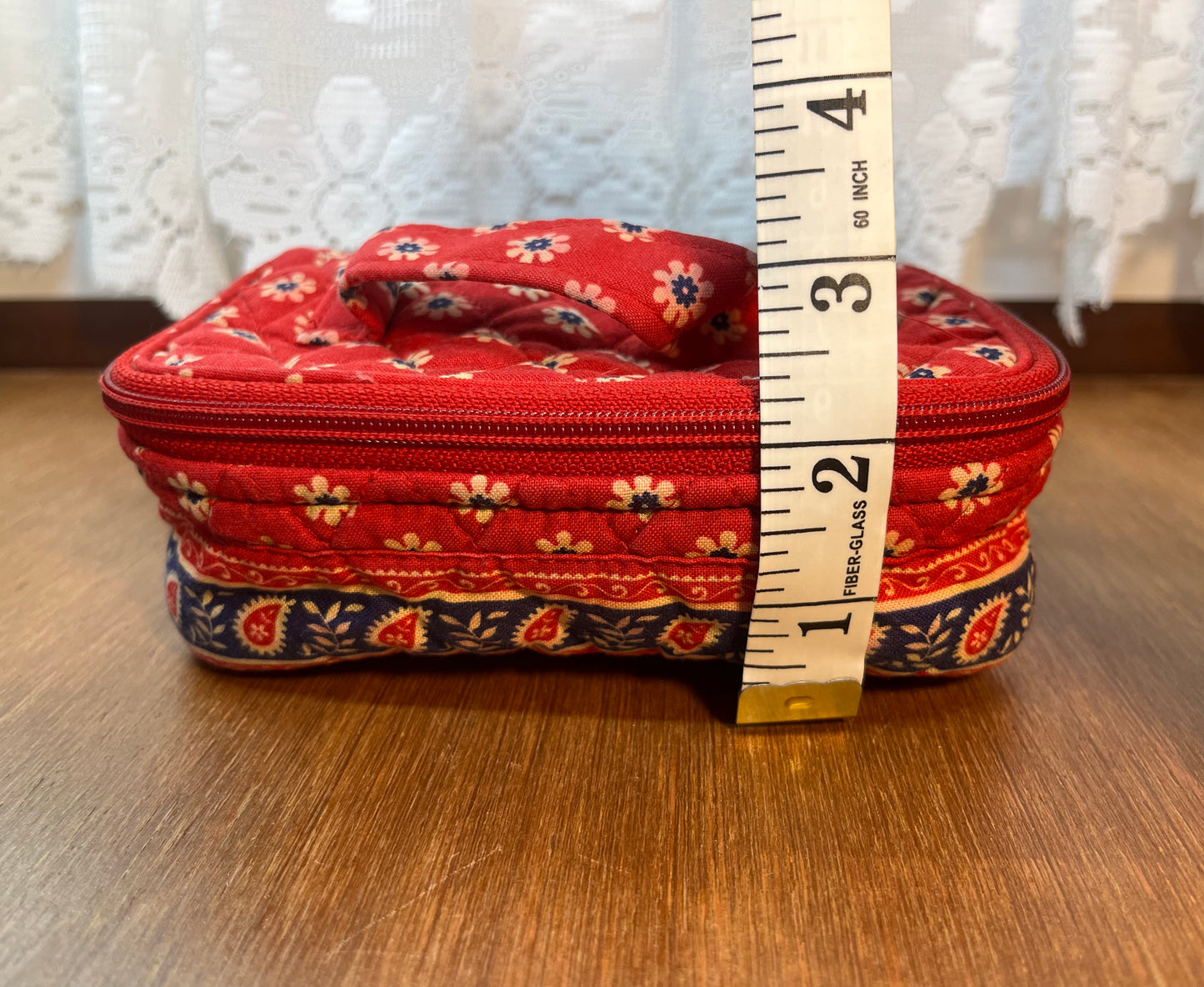 Red Floral Pattern Small Cosmetic Bag