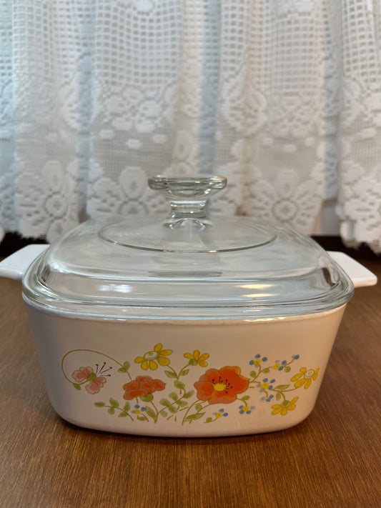 Vintage Wildflower Corning Ware Casserole Dish With Lid