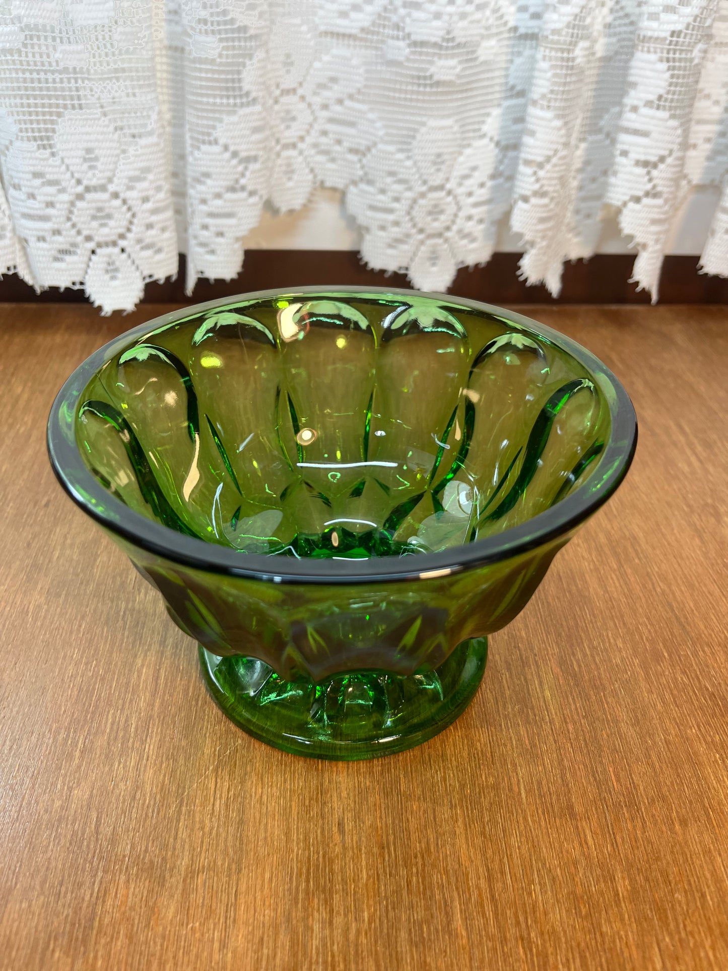 Vintage Emerald Green Pedestal Dish