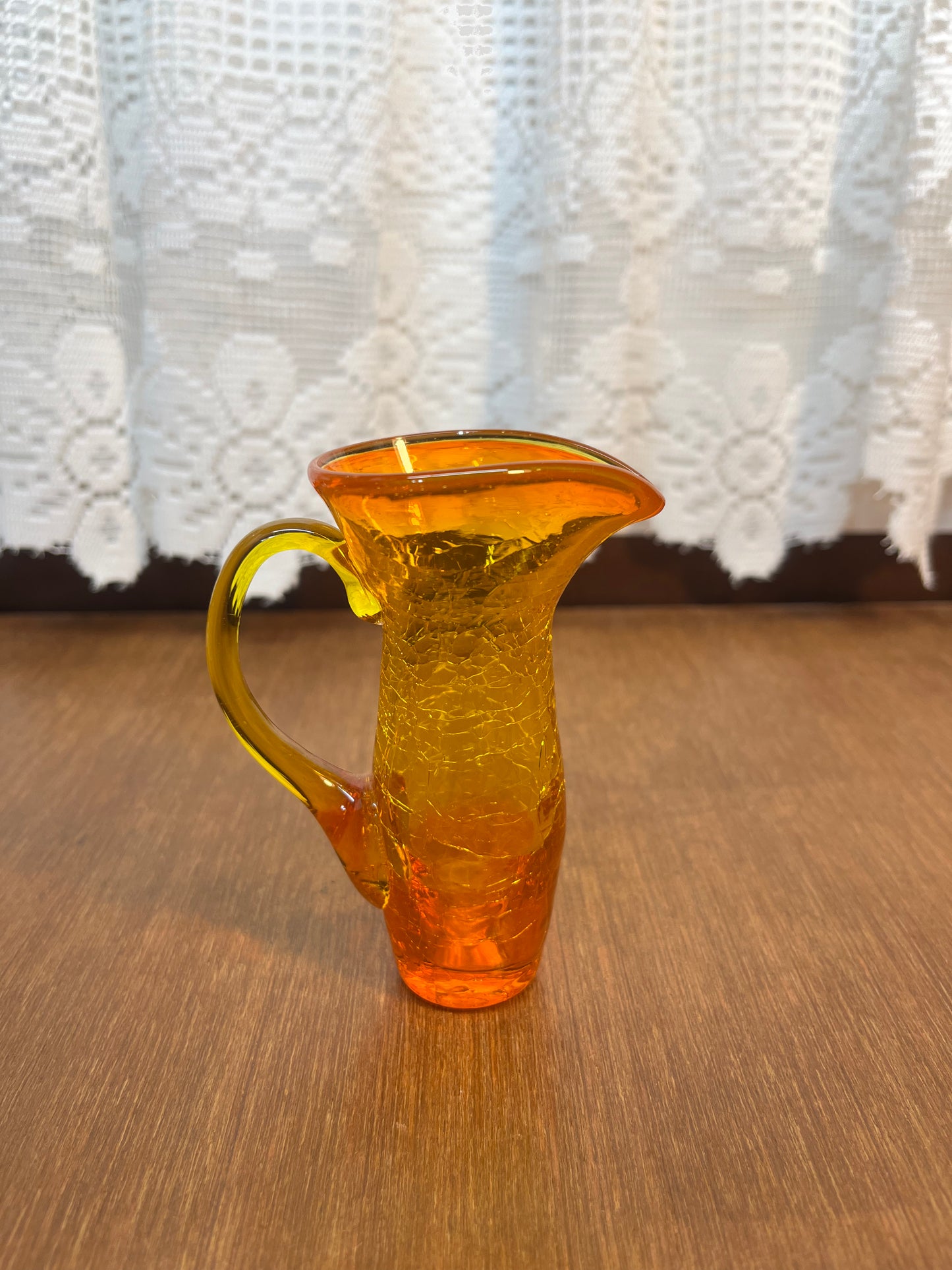 Vintage Miniature Amberina Crackled Pitcher’s