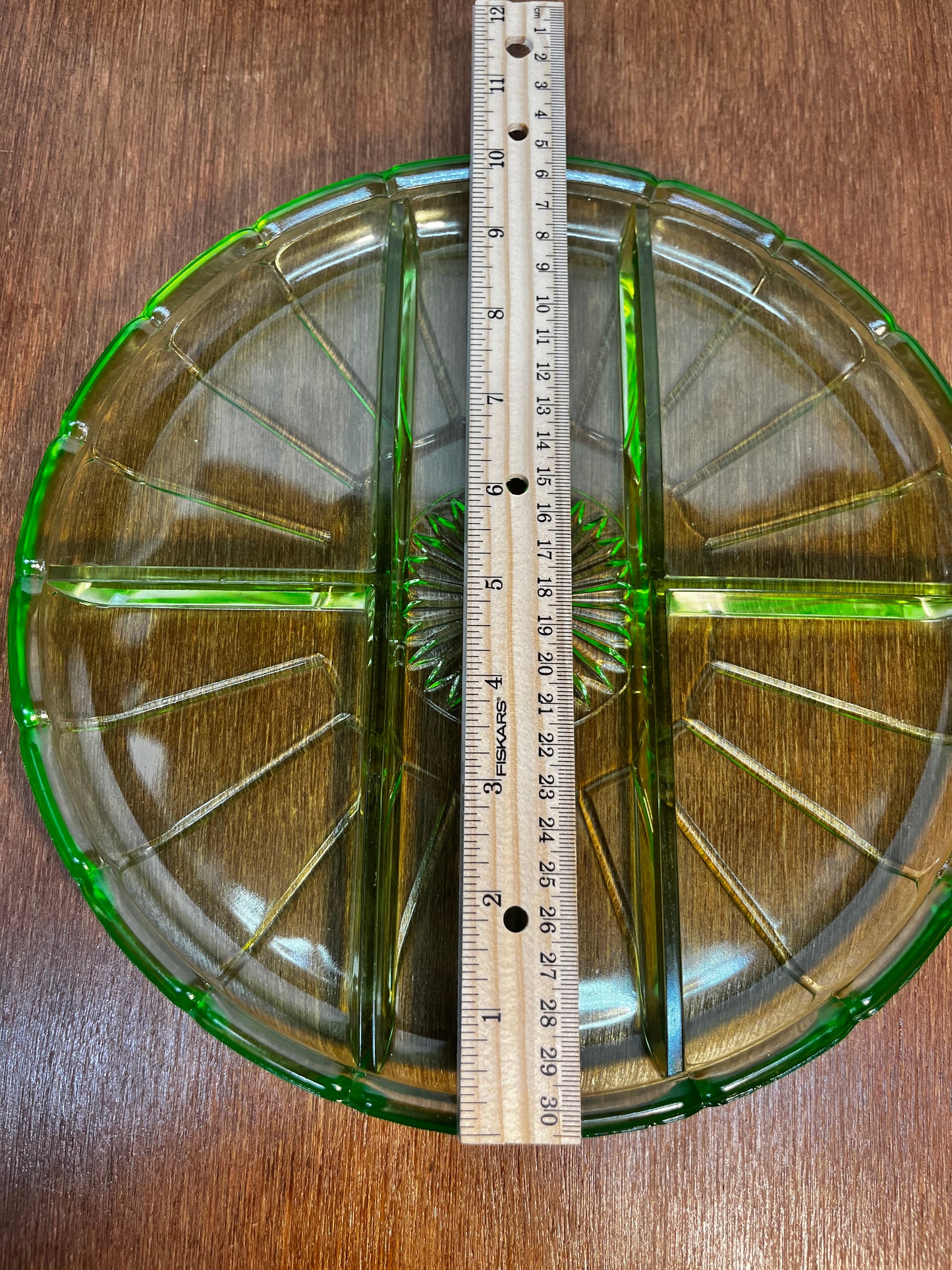 Vintage Uranium Glass Five Part Divided Tray