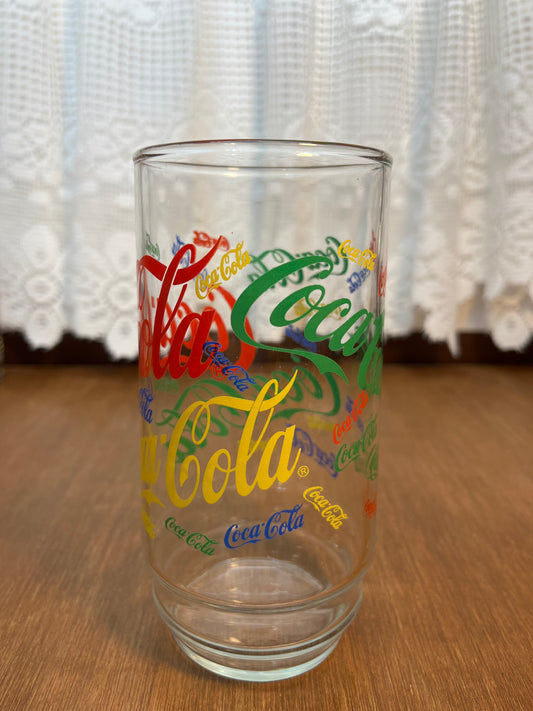 Vintage Retro Multicolor Coca Cola Glass