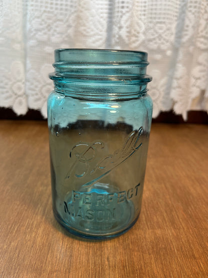 Vintage Teal Blue Ball Mason Jar