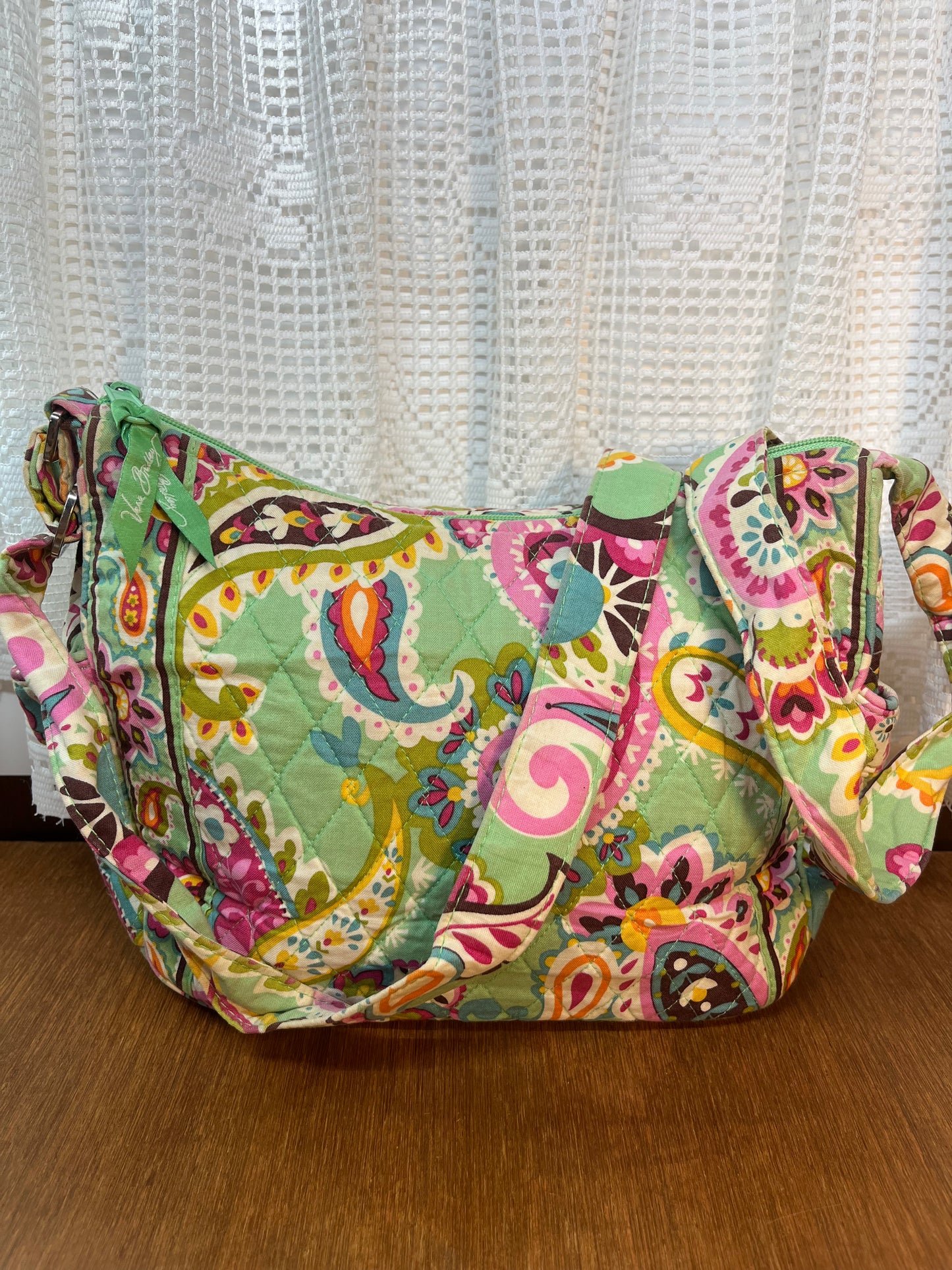 Light Green Quilted Floral Pattern Purse & Wallet