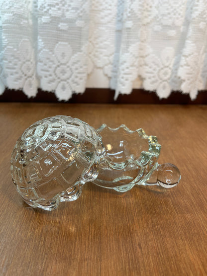 Vintage Glass Turtle Anchor Hocking Trinket Box