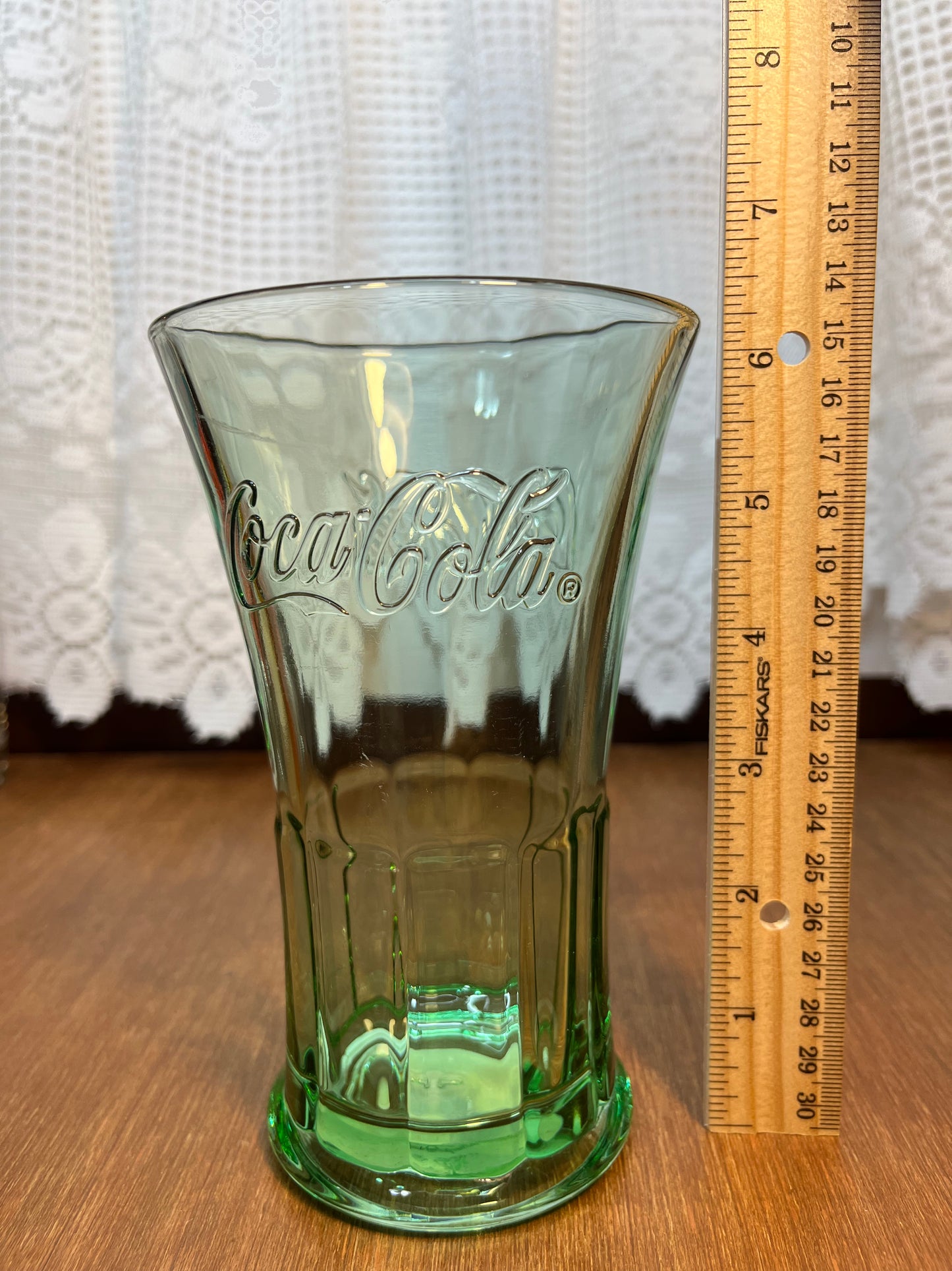 Vintage Flared Libbey Green Coca Cola Cup With Sticker