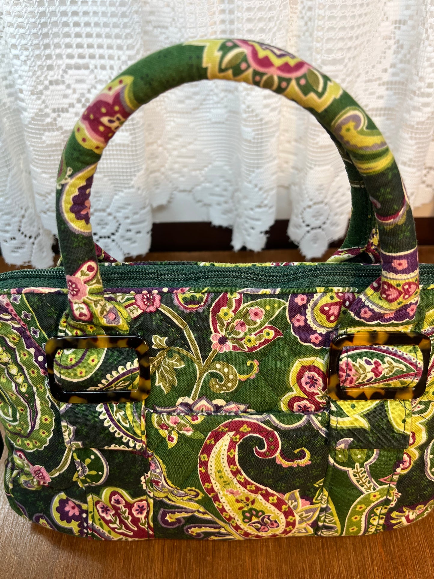 Green Paisley Floral Pattern Vera Bradley Duffle Hang Bag