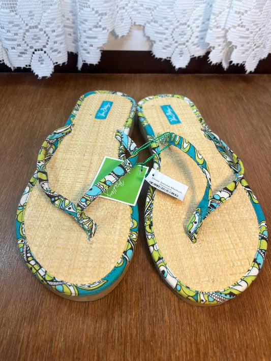 Straw Peacock Vera Bradley Size Medium Flip Flops