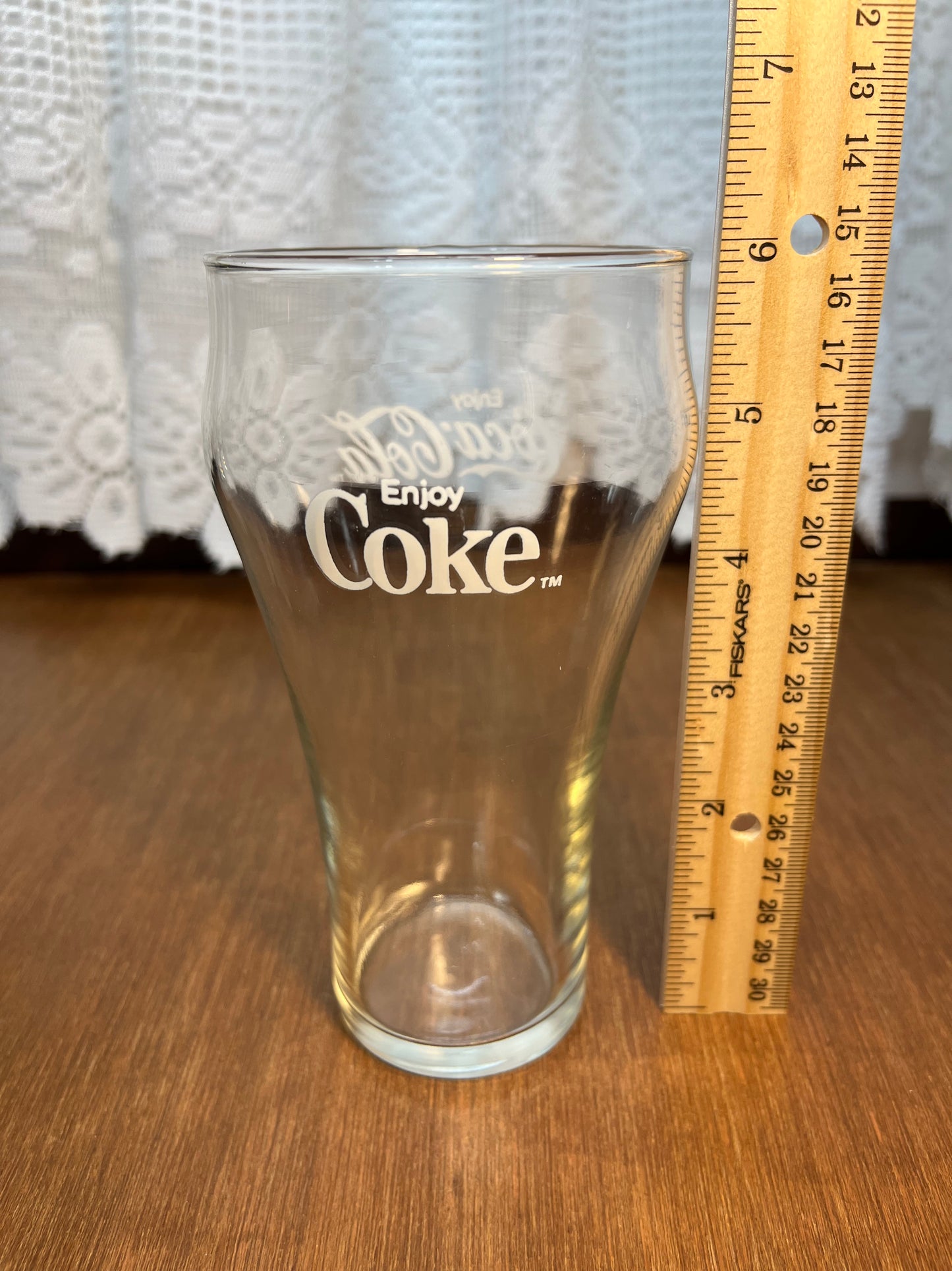 Clear Vintage White Logo  Coca Cola Glass