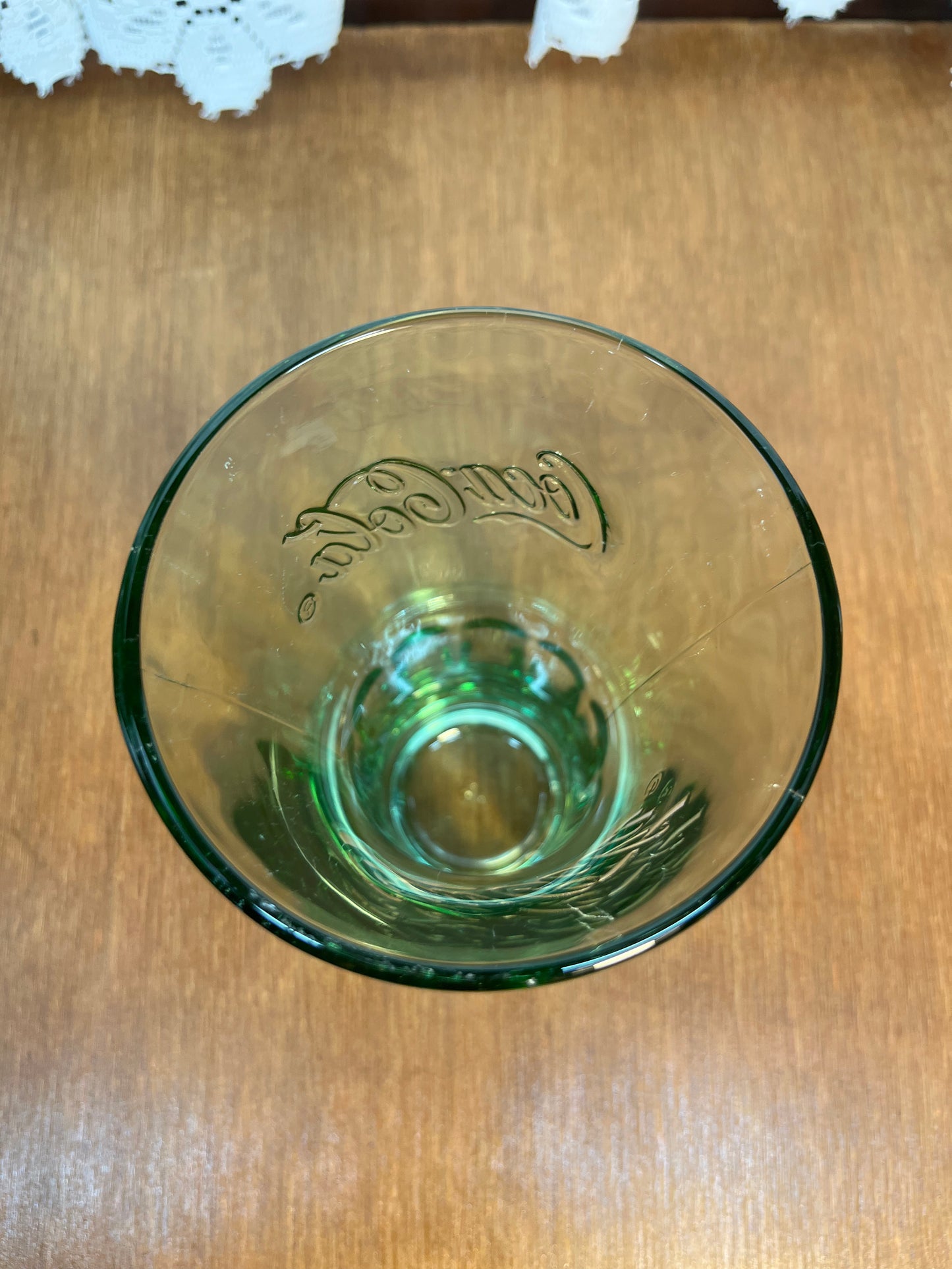 Vintage Green Fluted Top Libbey Coca Cola Glass