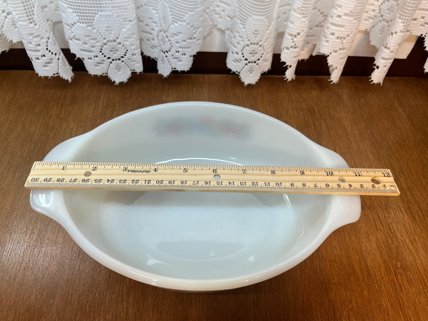 Vintage Milk Glass Fruit Harvest Anchor Hocking 1.5 QT Dish