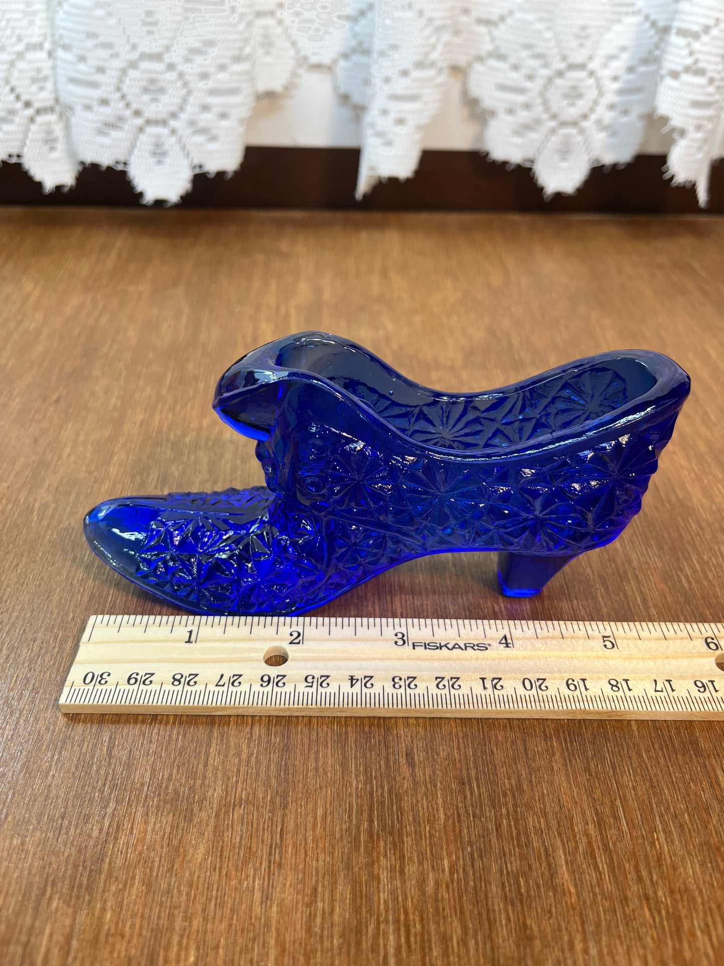 Vintage Cobalt Blue Fenton Art Glass Shoe