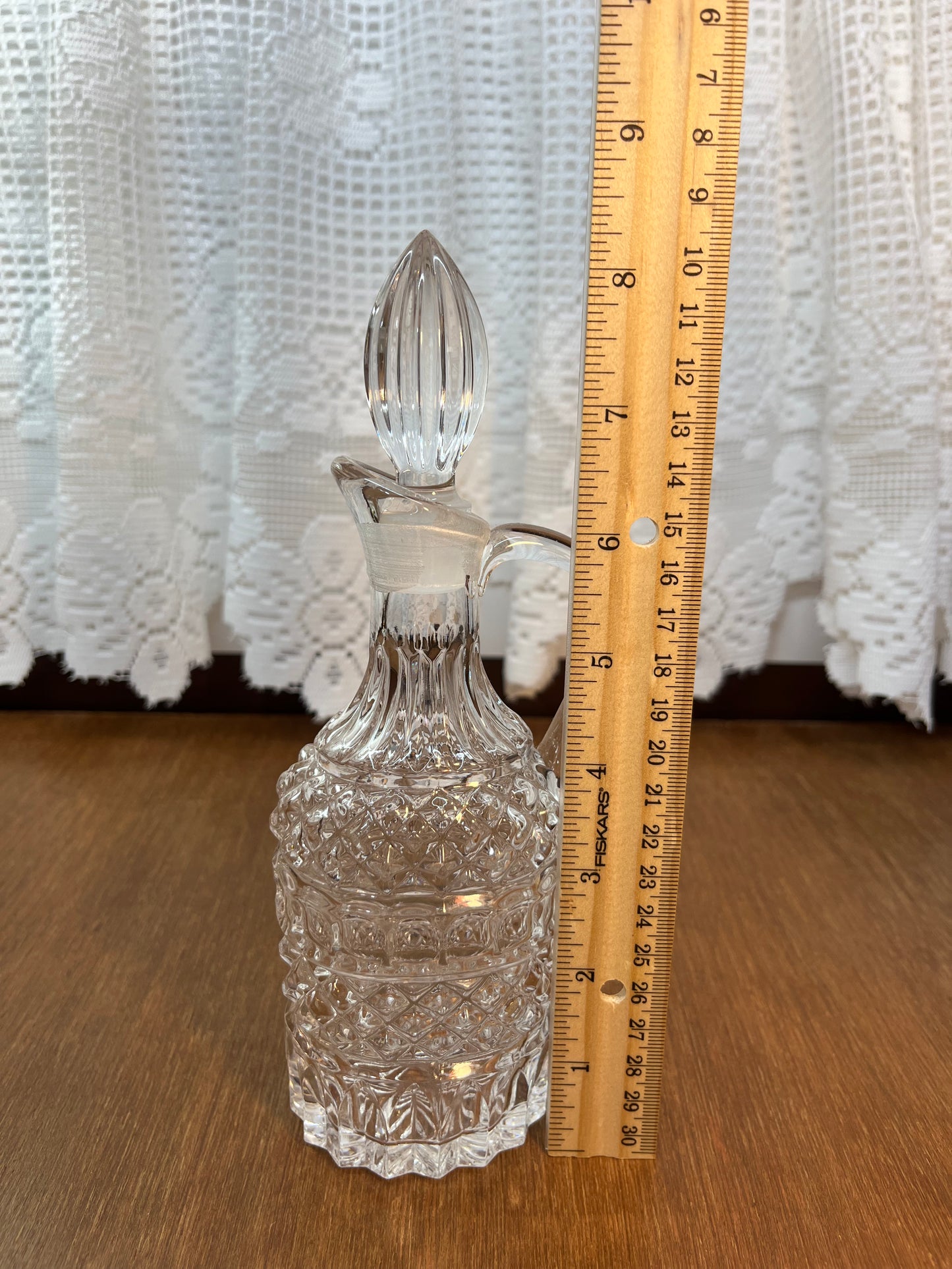 Vintage Clear Diamond Oil/Vinegar Cruet Bottle