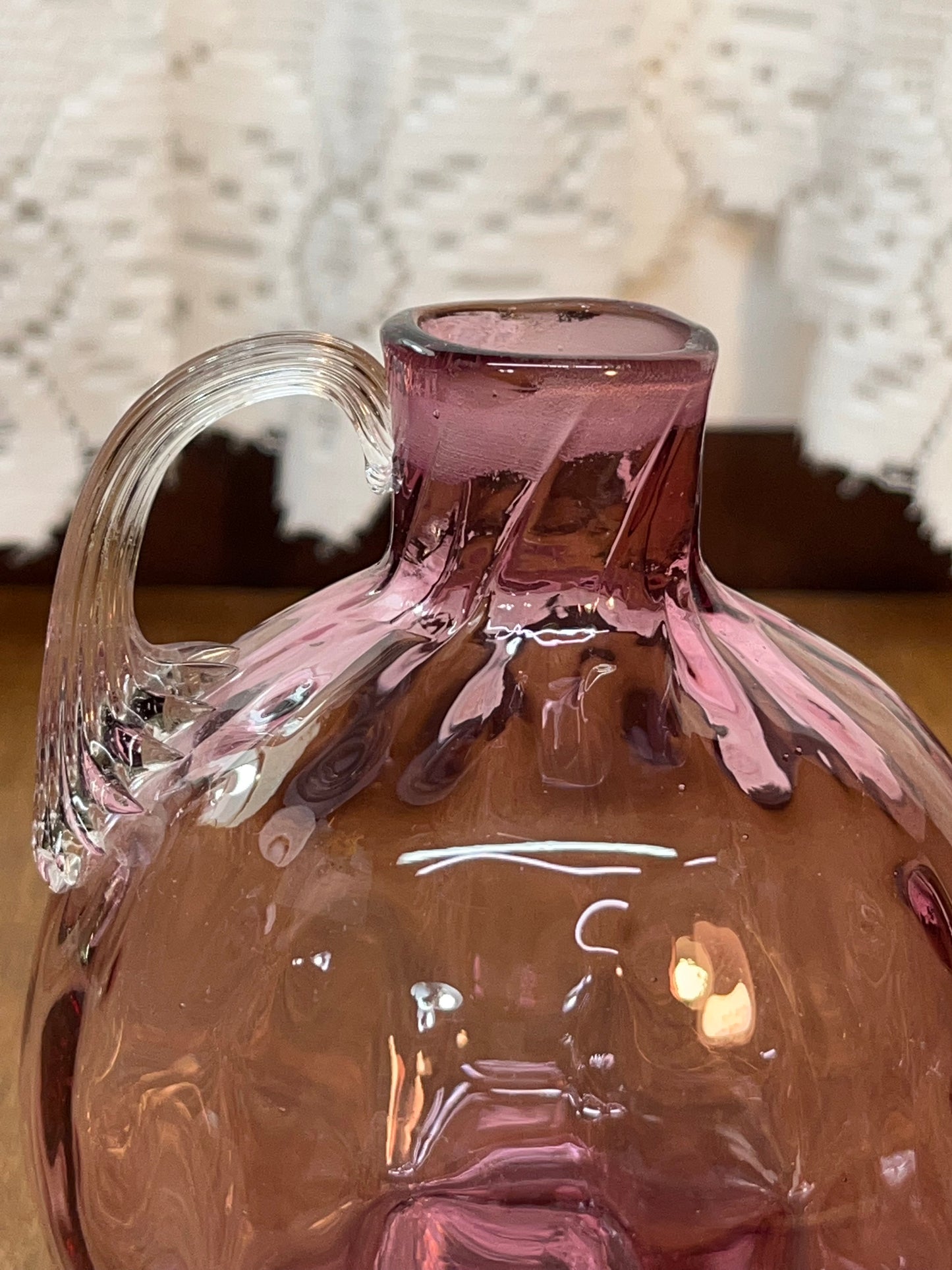 Vintage Mini Cranberry Art Glass Cruet