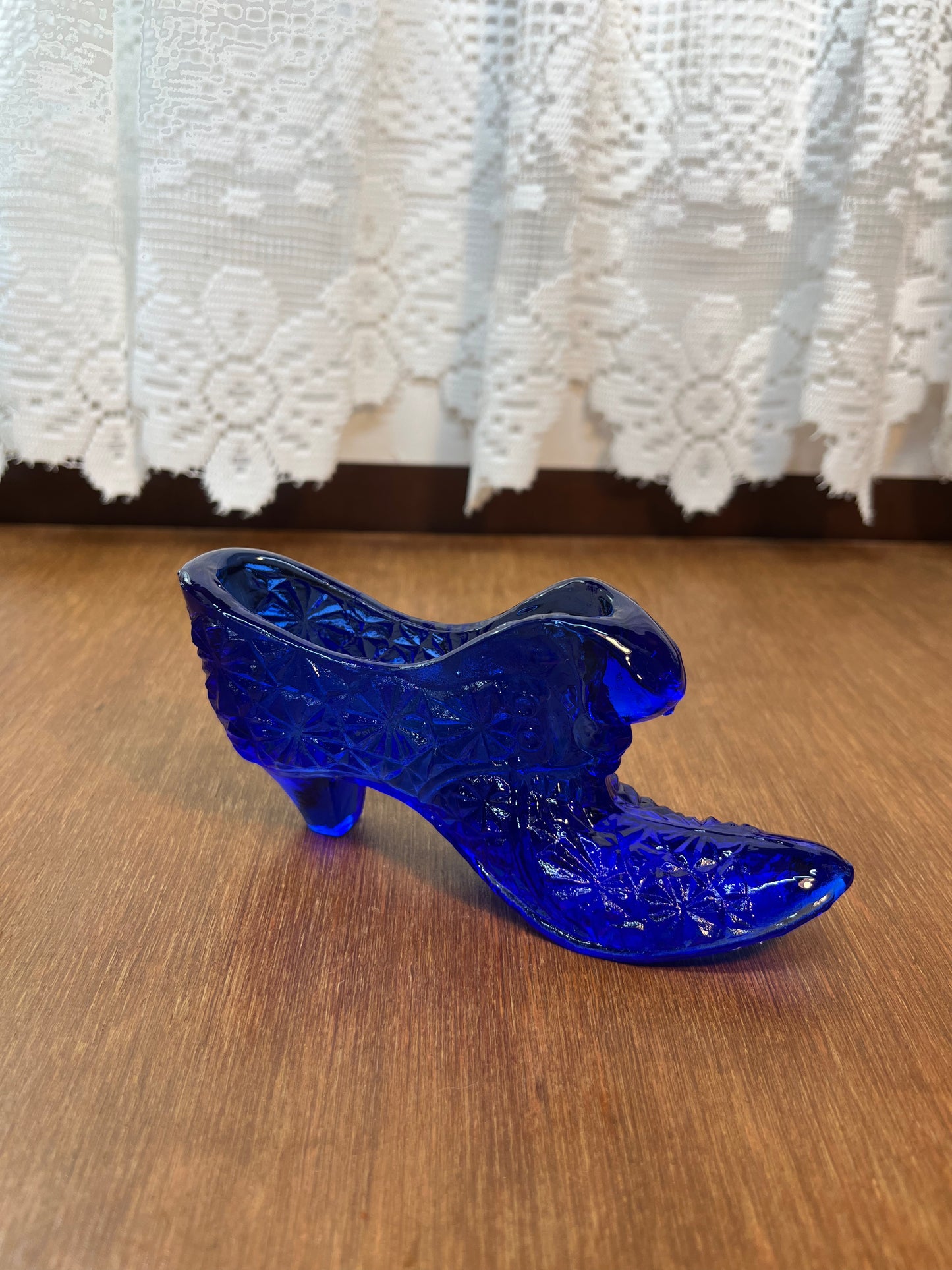 Vintage Cobalt Blue Fenton Art Glass Shoe