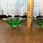 Vintage Set Of Uranium Glass Lotus Candle Holders