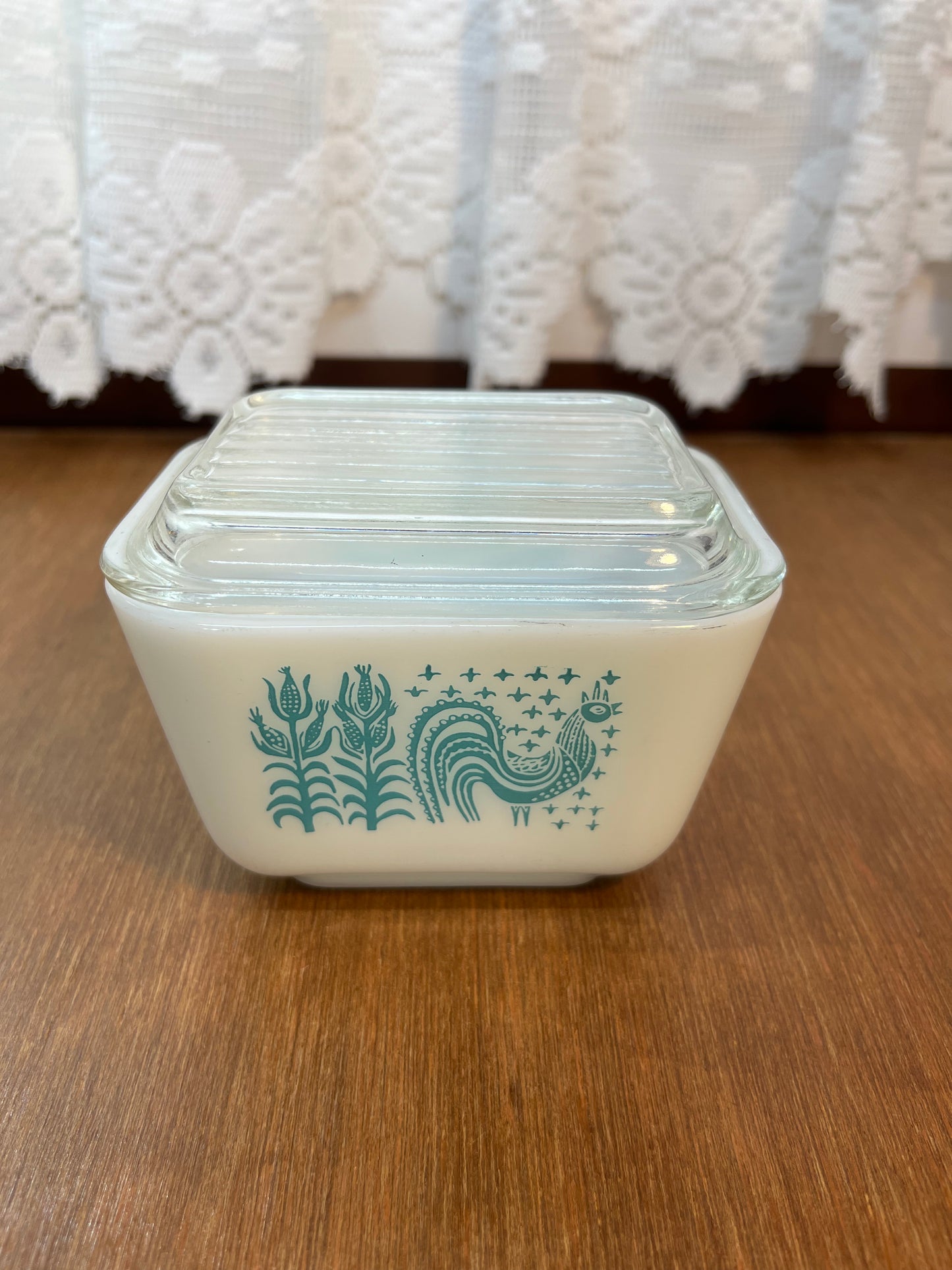 Vintage Turquoise Butter Print Pyrex Dish 501