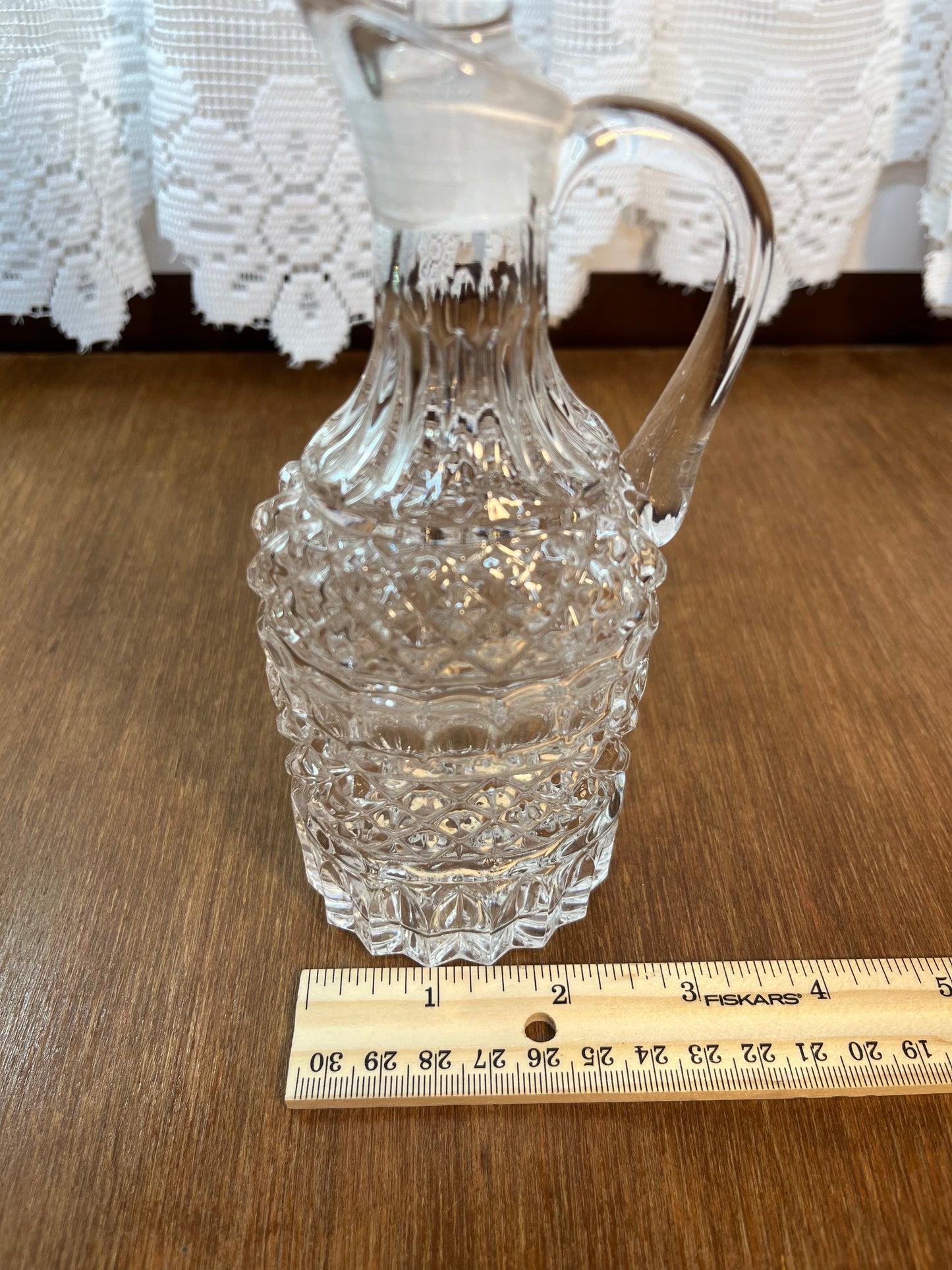 Vintage Clear Diamond Oil/Vinegar Cruet Bottle