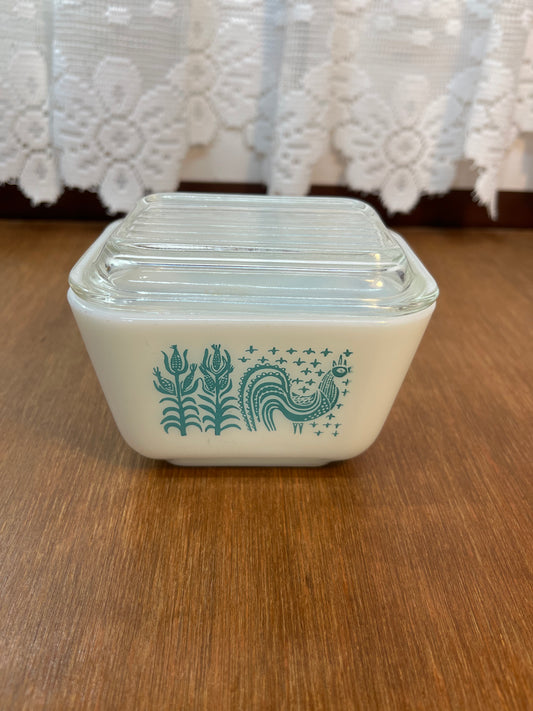 Vintage Turquoise Butter Print Pyrex Dish 501