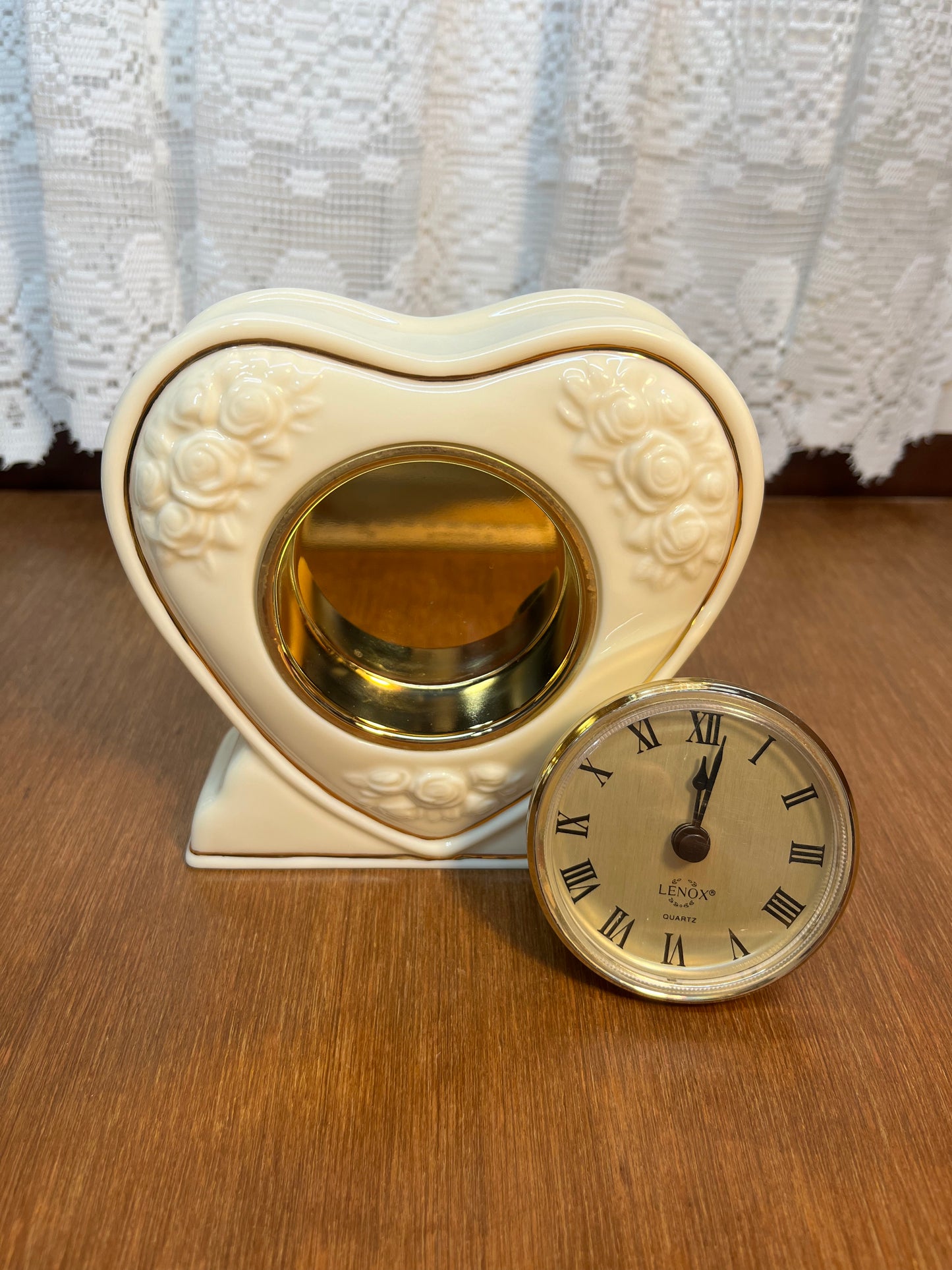 Vintage Heart Shaped Lenox Mantel Clock