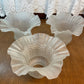 Three Frosted Ruffled Glass Shades