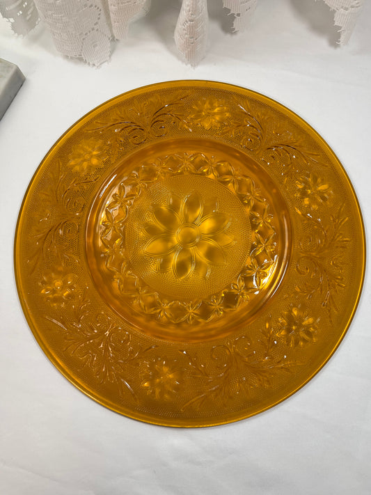 Vintage Amber Tiara Sandwich Glass Plate