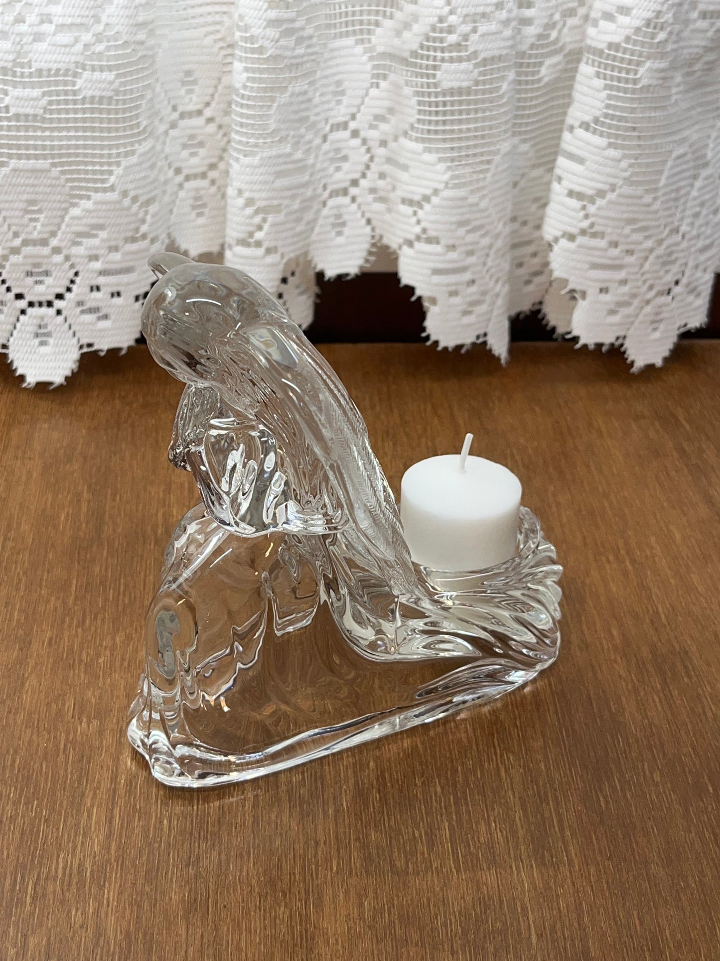 Votive Lead Crystal Kneeling Angel Candle Holder