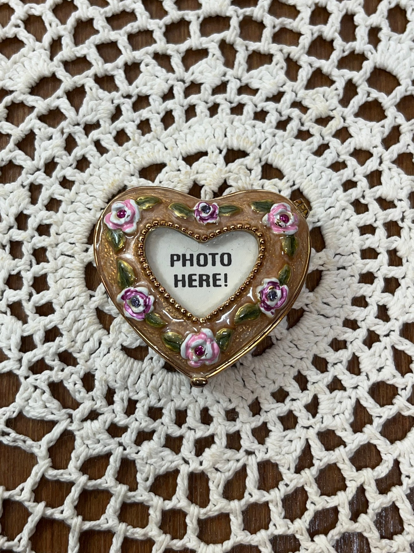 Small Floral Trinket heart with photo window