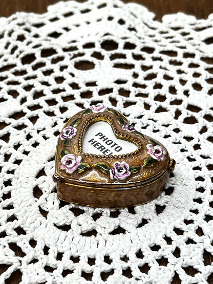 Small Floral Trinket heart with photo window