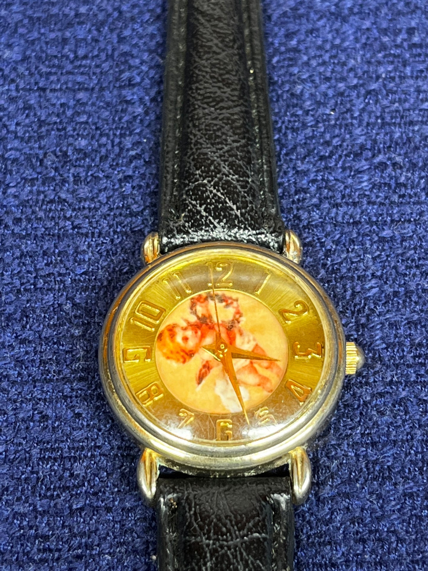 Vintage Milan Artistic Gold Faced Angel Wrist Watch