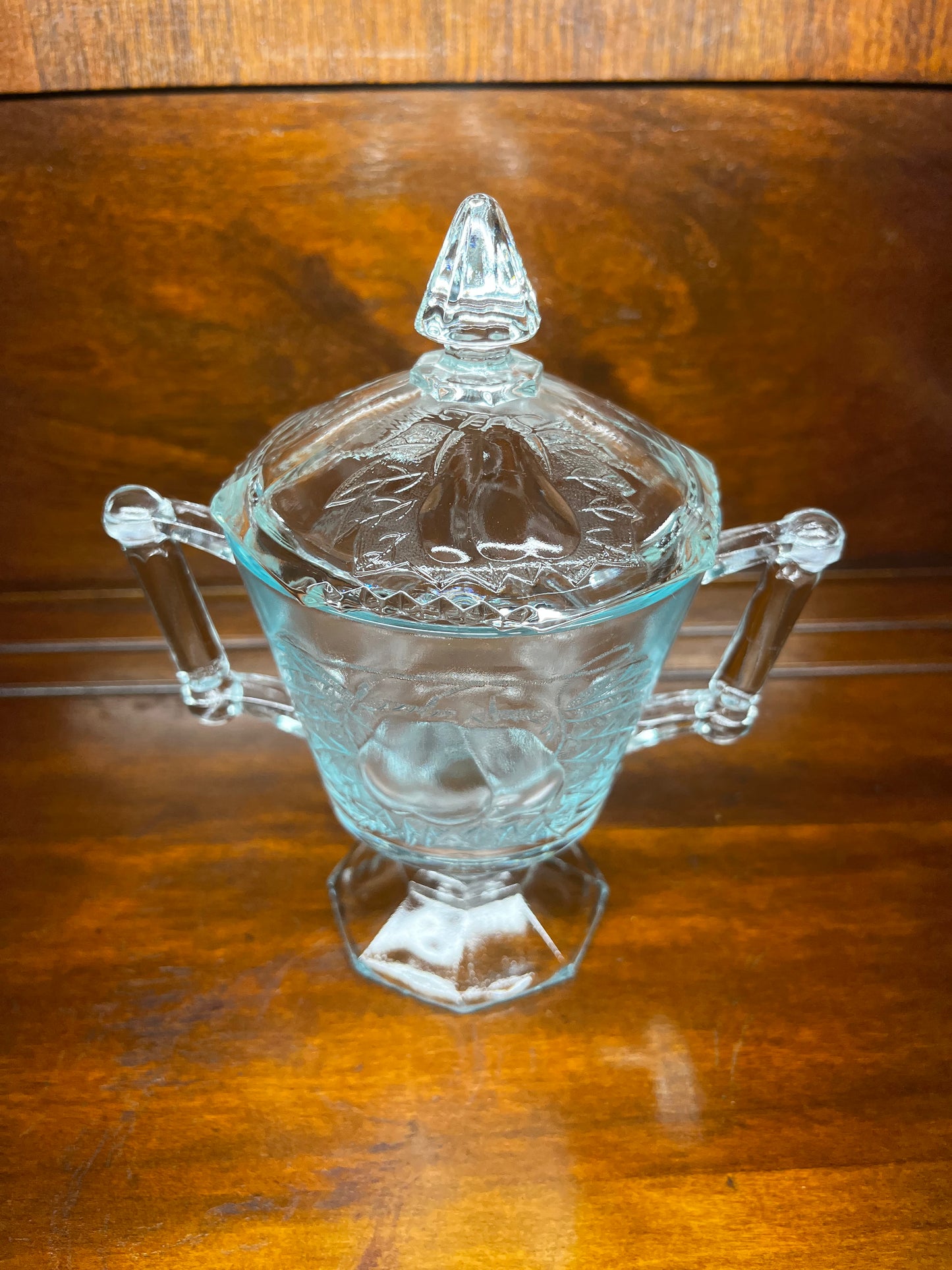 Vintage Jeannette Glass Baltimore Pear Sugar Bowl